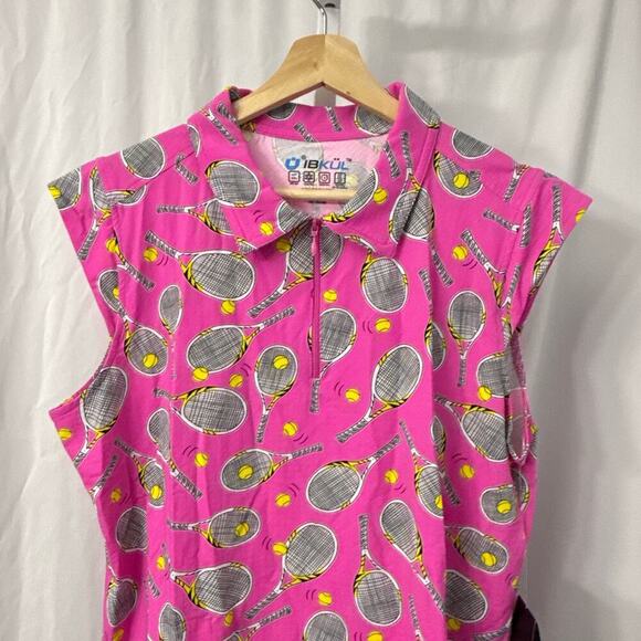 Ibkul Sleeveless Zip Polo Shirt Pink Small Tennis - Picture 6 of 10